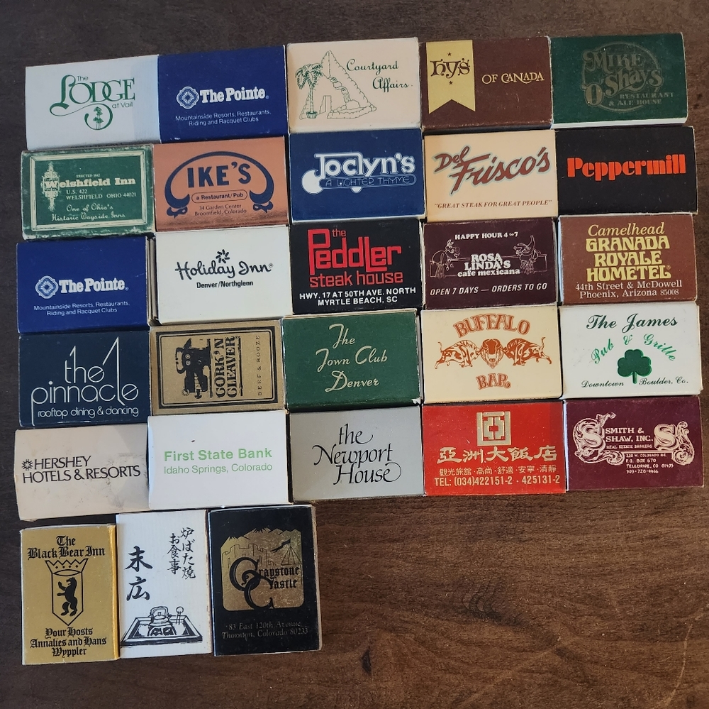 Vintage Lot Of 28 Matchboxes, Cool Nostalgic Travel Souvenirs, Memorabilia Match